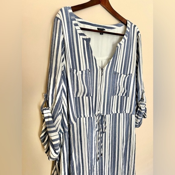 TORRID Women’s Blue & White Stripe Zip Front Drawstring Shirt Dress Size 6X - Picture 6 of 14